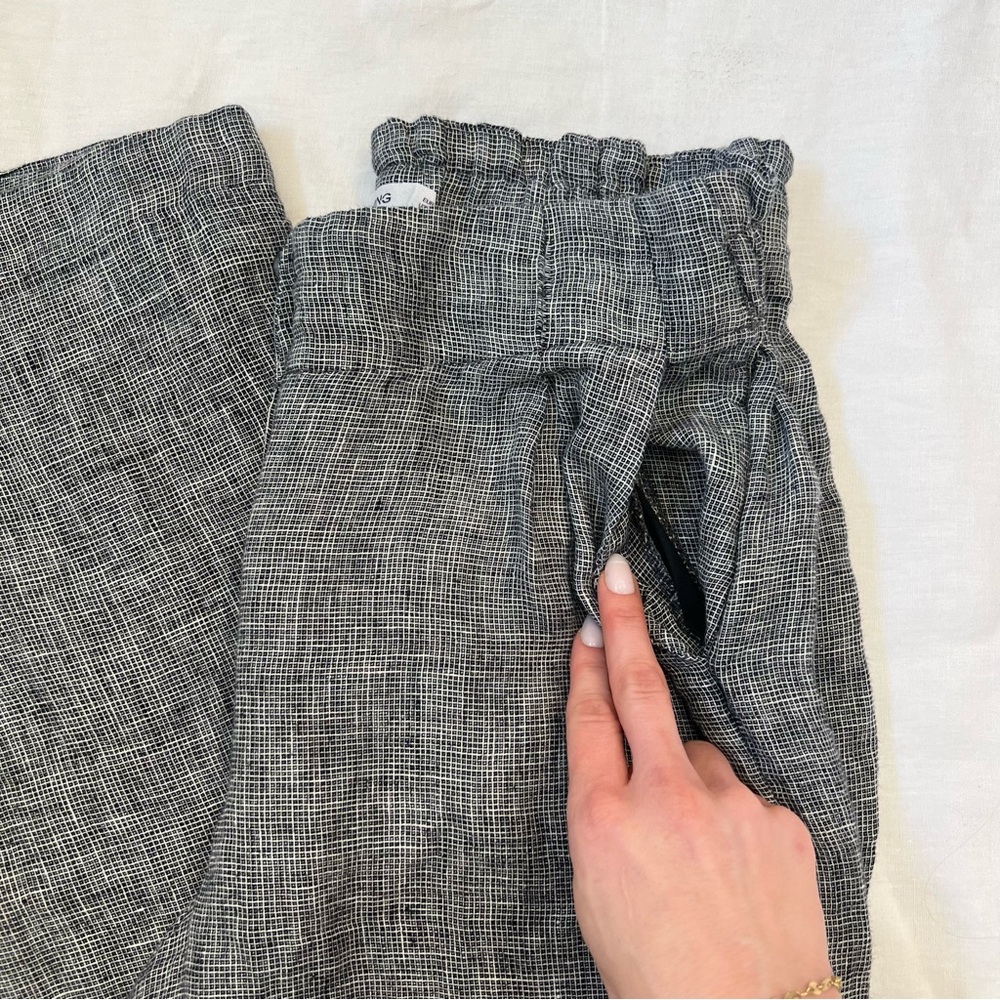 Mango Gray Linen Wide-Leg Trousers - Picture 4 of 8